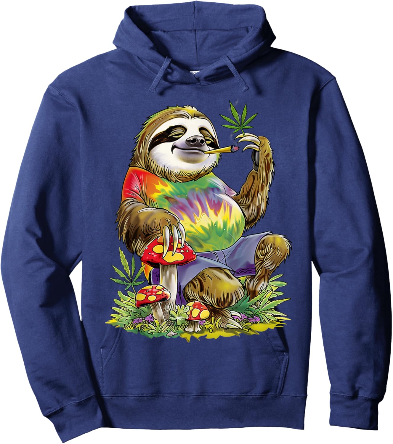 Sloth Smoking Weed Pot Marijuana Cannabis 420 Hoodie - Hoodie | Navy