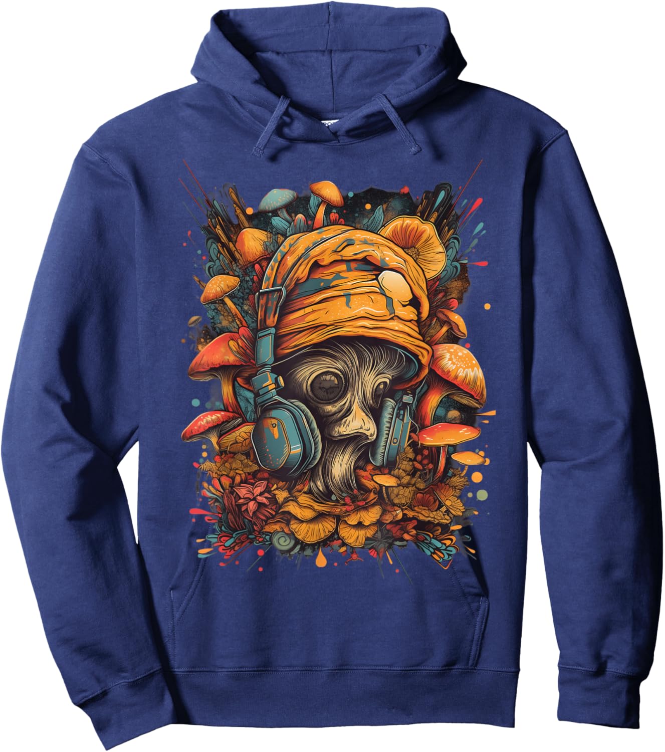 Mushroom Rave Colourful Abstract Goa Trance Music Hoodie - Hoodie | Navy