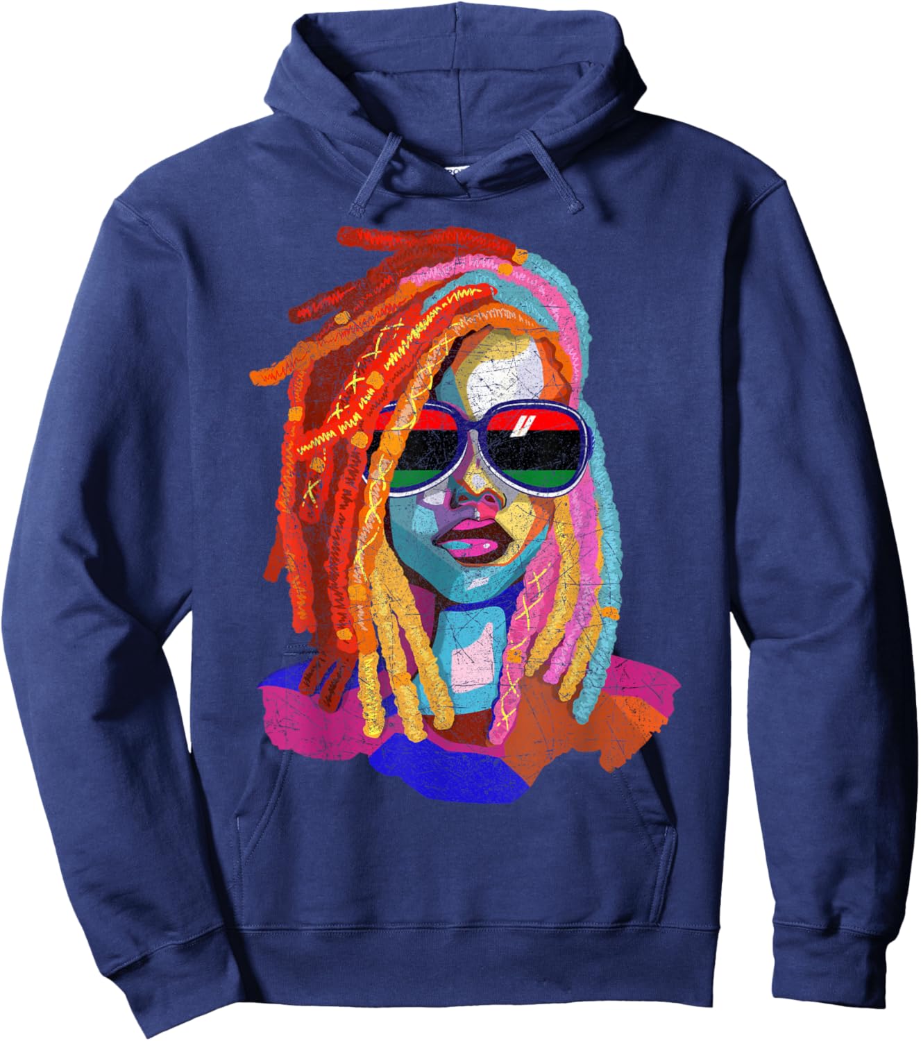Loc'd Hair Art African American Woman Girl Black Queen Hoodie - Hoodie | Navy