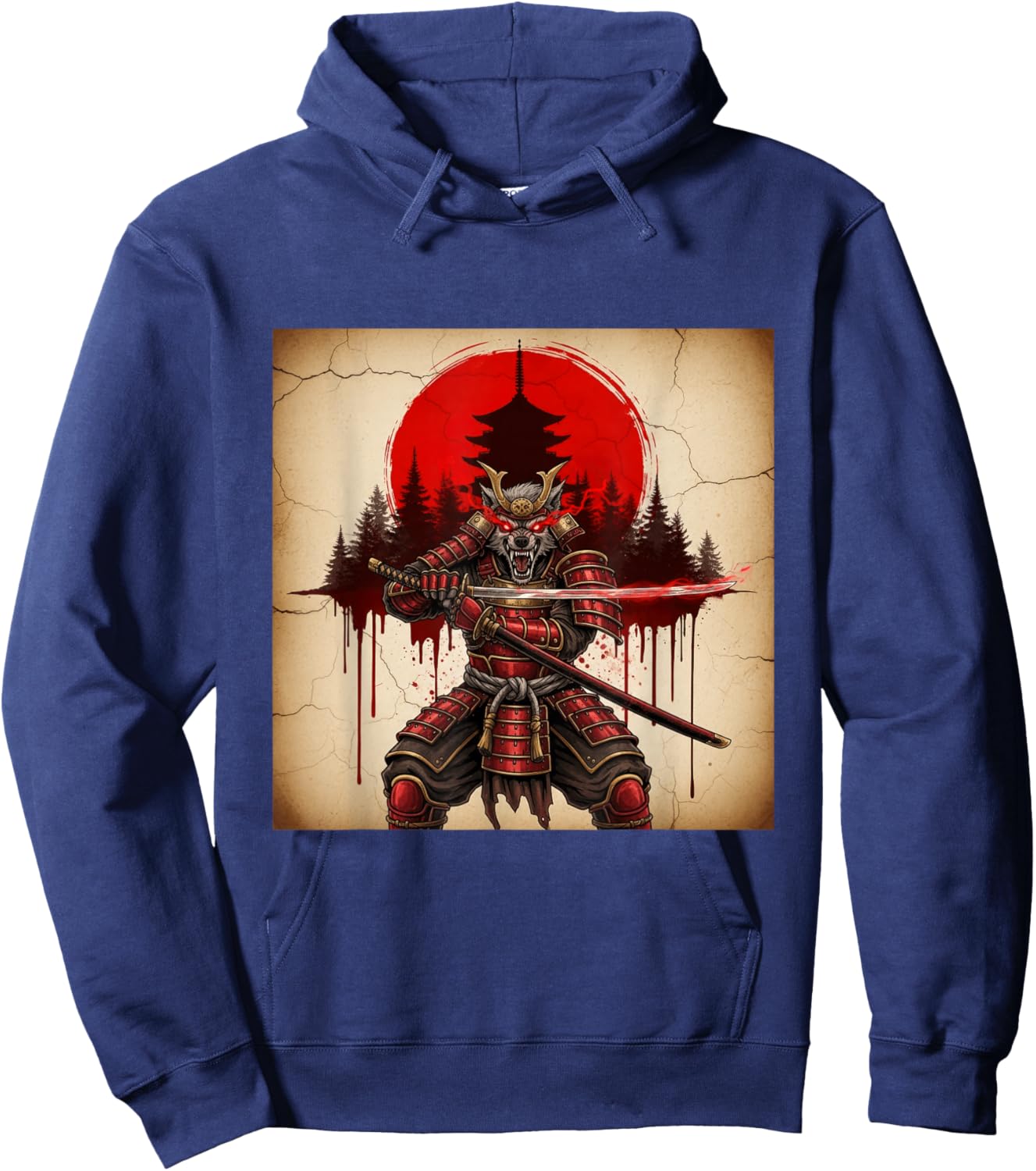 Samurai Werewolf Warrior Dark Japanese Mythology Art Hoodie - Hoodie | Navy