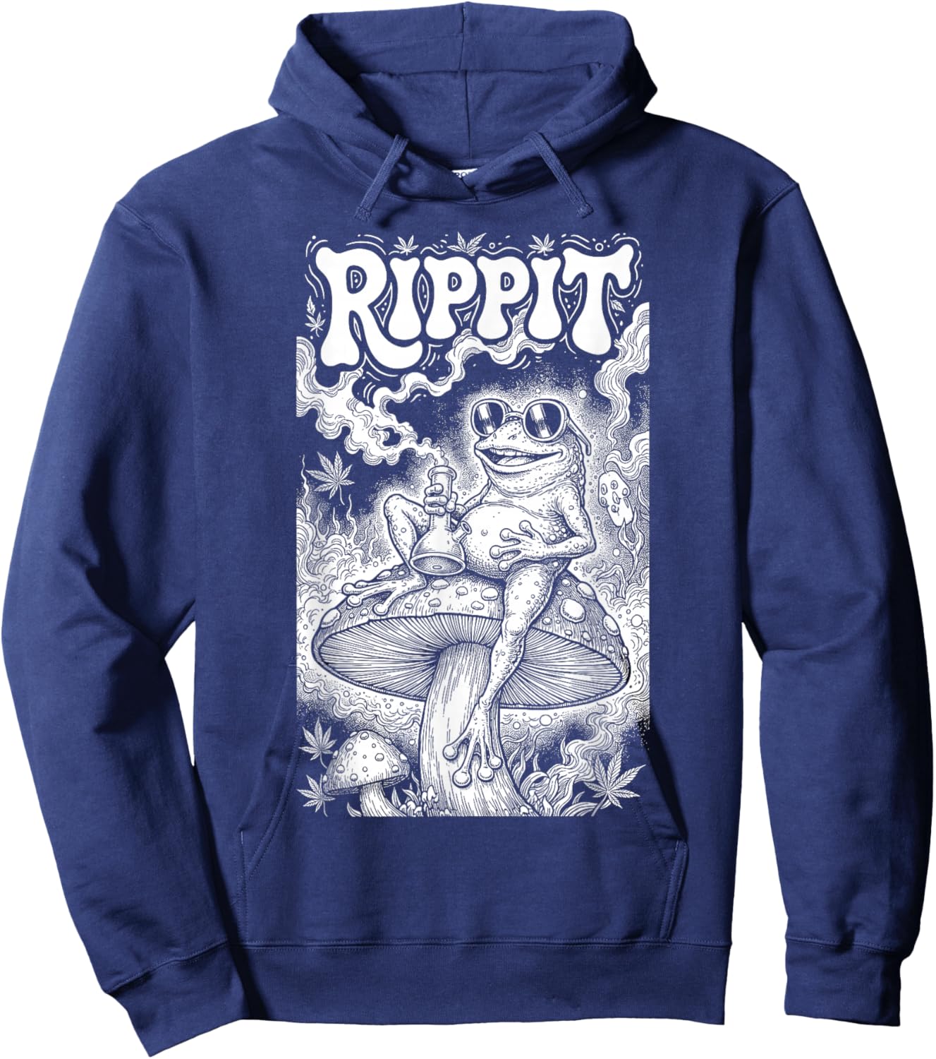 Rippit Stoner Frog Funny Weed Marijuana Pot Smoker 420 Hoodie - Hoodie | Navy