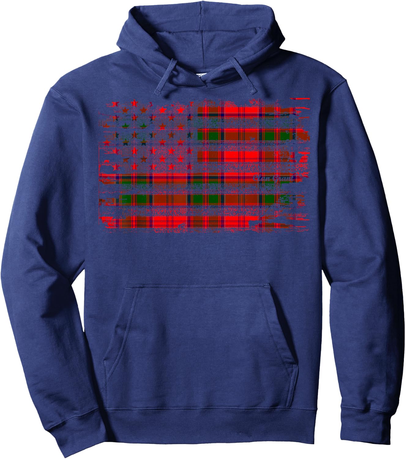 Clan Grant American Flag Scottish Tartan Shirt Hoodie - Hoodie | Navy