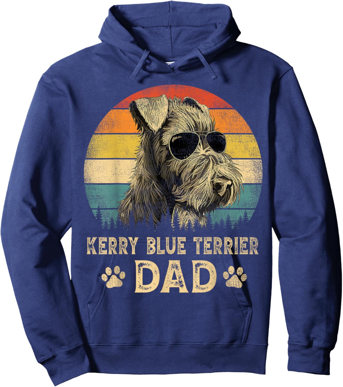 Vintage Kerry Blue Terrier Dad Dog Lovers Father's Day Men Women Hoodie - Hoodie | Navy
