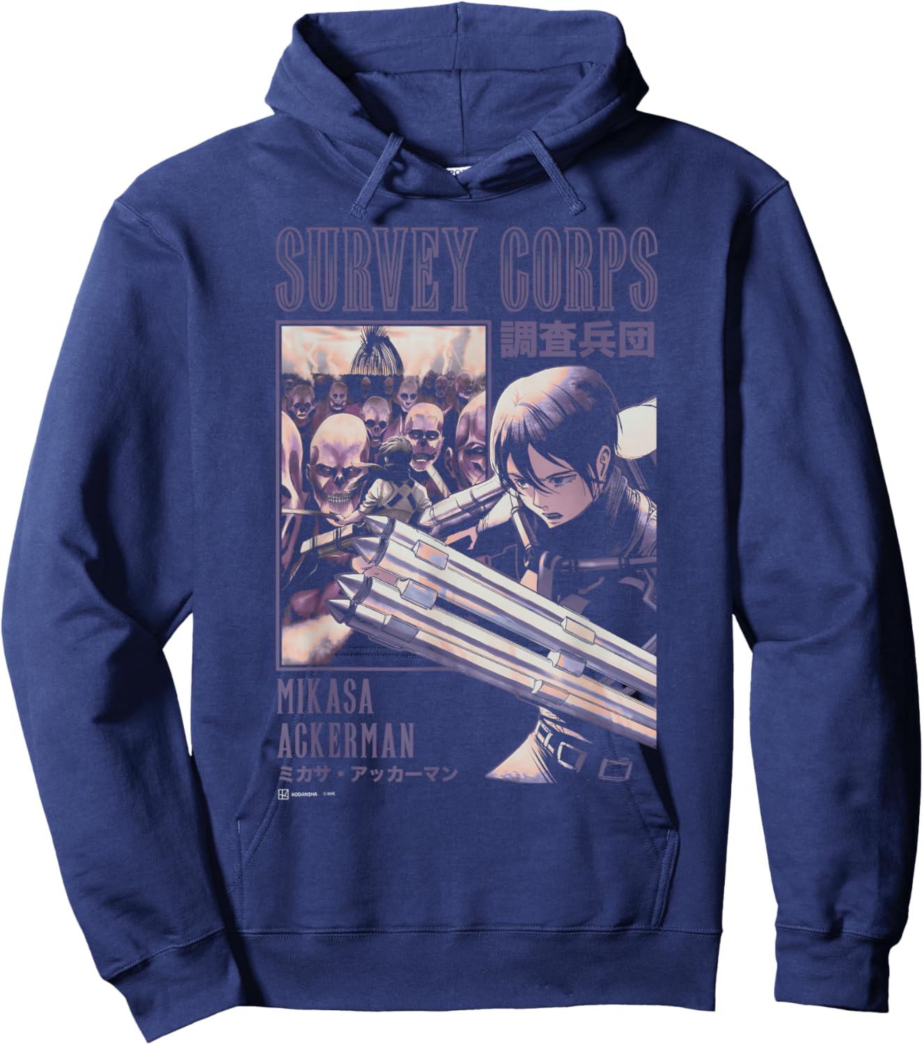 Attack on Titan Mikasa Ackerman Survey Corps Epic Poster Hoodie - Hoodie | Navy