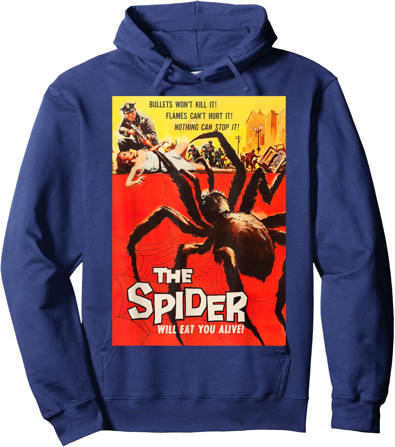Giant Spider Classic Halloween Monster Poster Horror Movie Hoodie - Hoodie | Navy