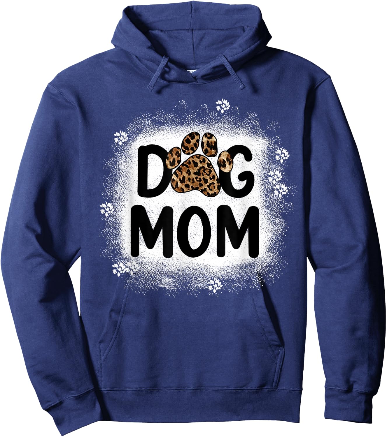 Women Bleached Dog Mom Shirts Dog Mom Paw Leopard Hoodie - Hoodie | Navy