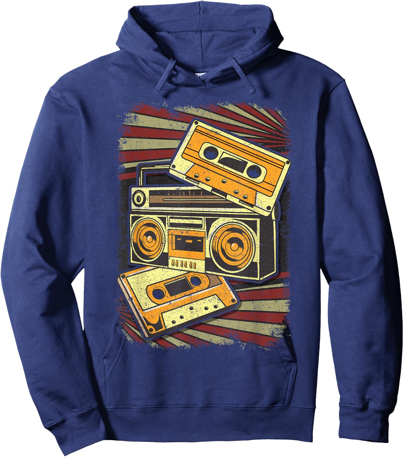 Retro Vintage Boombox 80's Music Old School Radio Boombox Hoodie - Hoodie | Navy