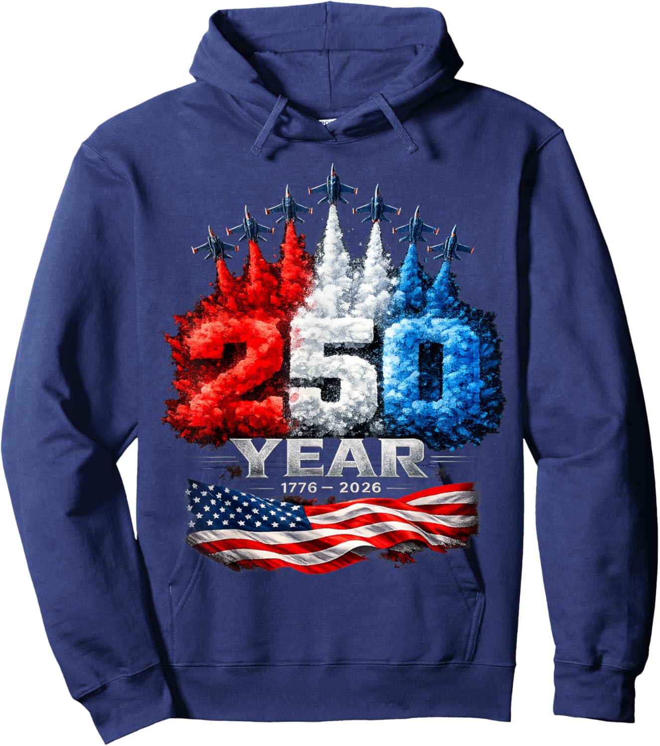 250th Anniversary USA Patriotic 250 Years American 4th July Hoodie - Hoodie | Navy