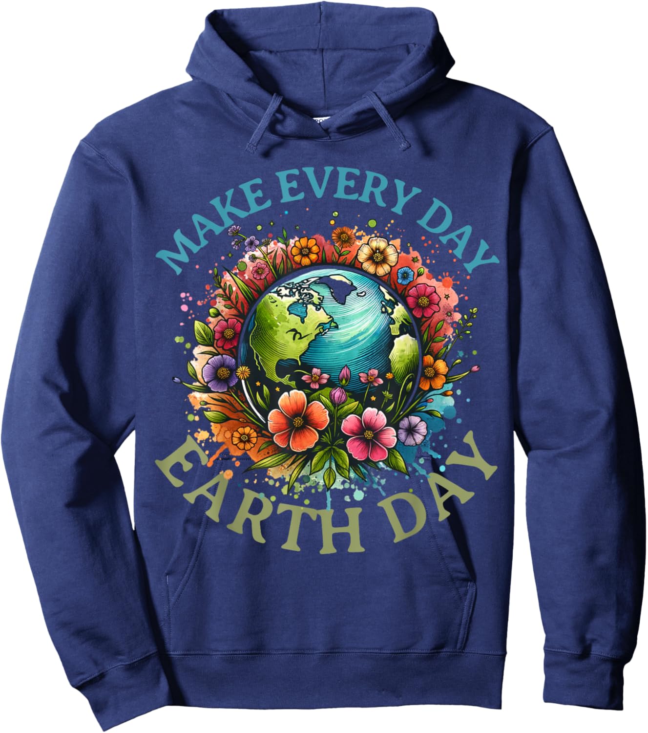 Earth Day Every Day Groovy Retro 70s Earth Day for Kids Hoodie - Hoodie | Navy