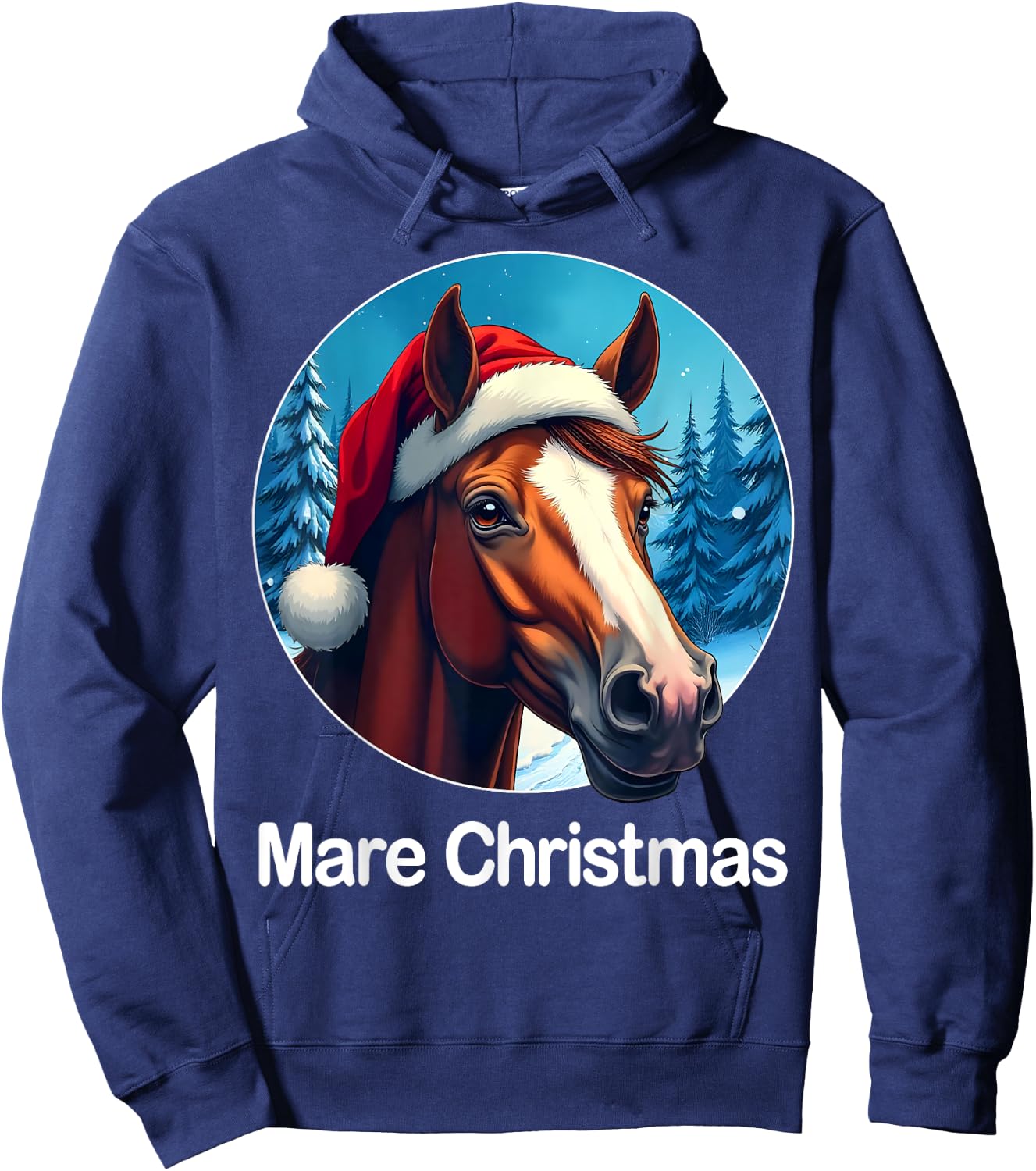 Funny Christmas Mare Horseback Riding Horse Lover Equestrian Hoodie - Hoodie | Navy