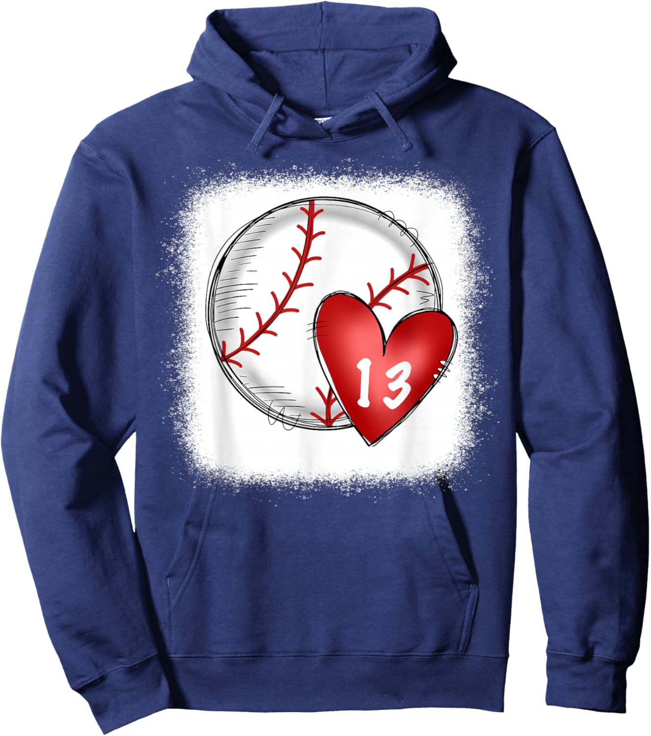 Bleached Custom Baseball Mom Number 13 Heart for Mom Hoodie - Hoodie | Navy