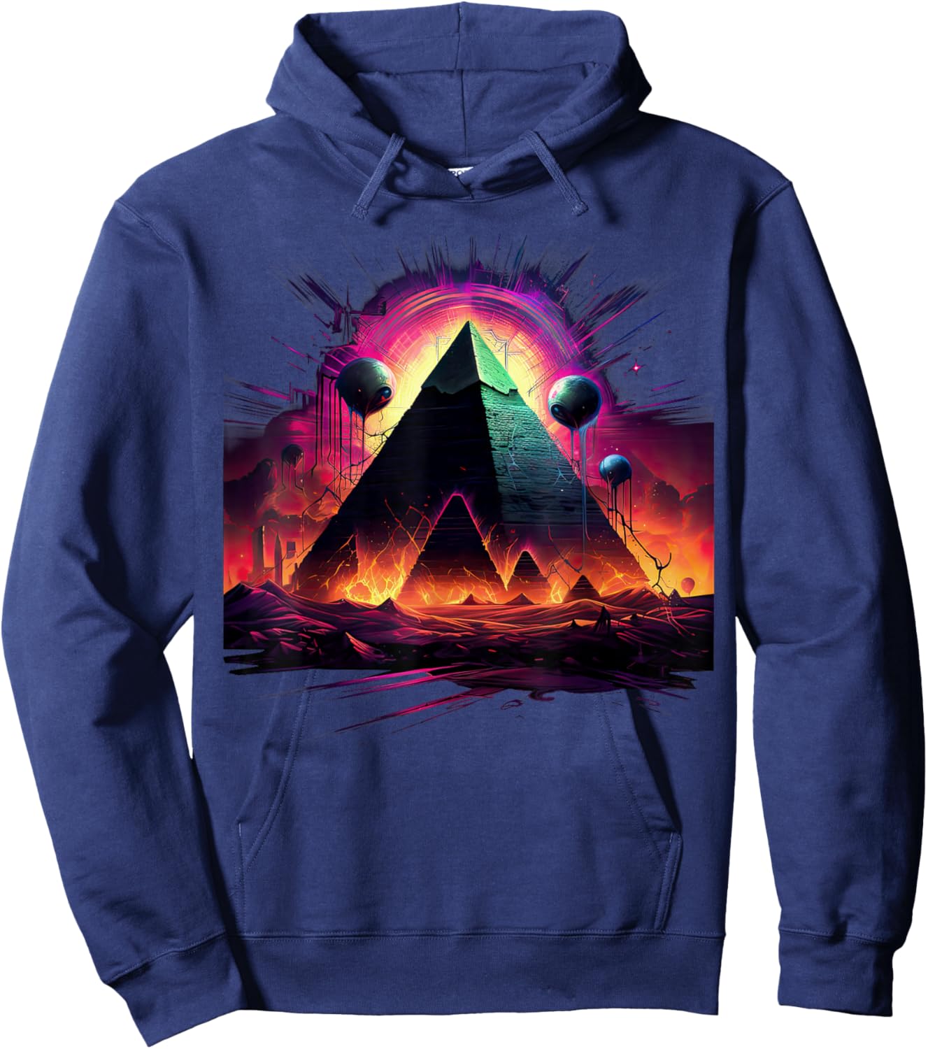 Aliens UFO Egyptian Pyramids | Science Fiction Alien Hoodie - Hoodie | Navy
