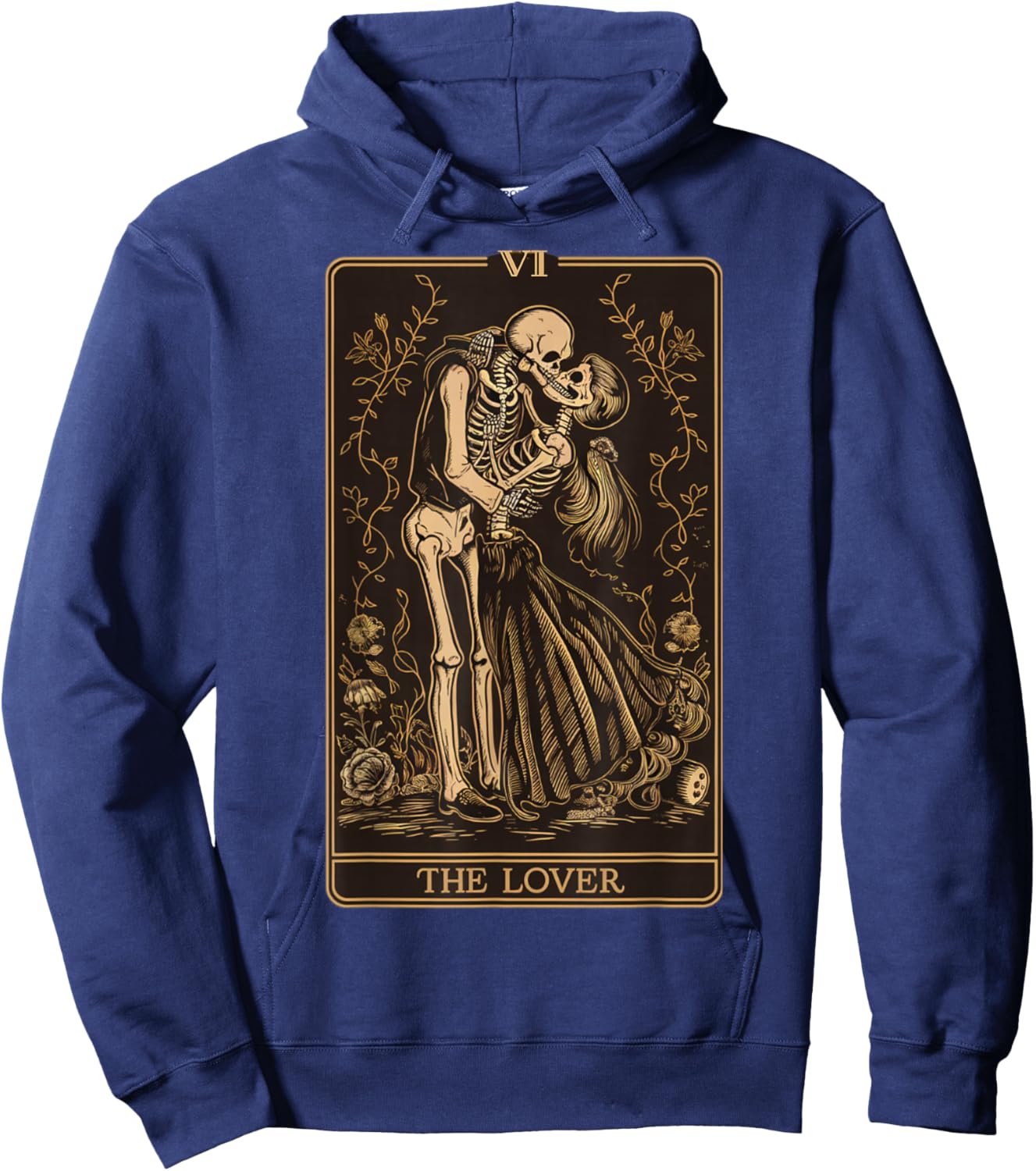 The Lovers Vintage Tarot Card - Gothic Halloween Tea Hoodie - Hoodie | Navy