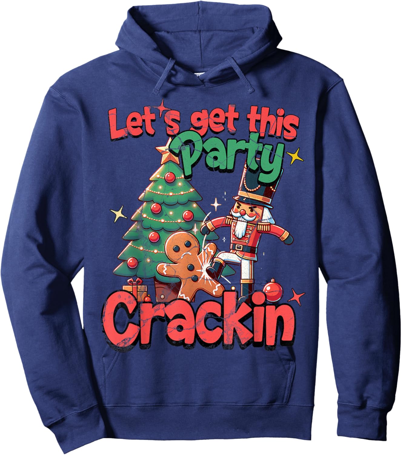 Let's Get This Party Crackin' Nutcracker Gingerbread Pajamas Hoodie - Hoodie | Navy