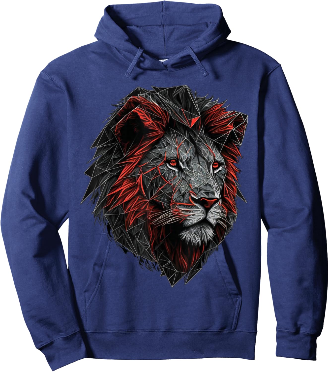 Lion Animal Print Art Polygon Lion Hoodie - Hoodie | Navy