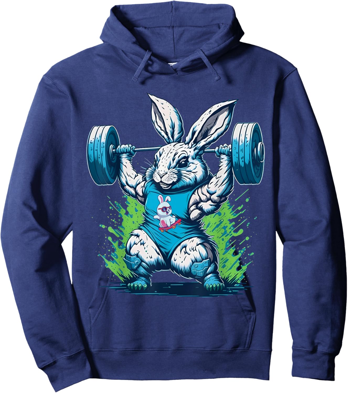 Bunny Lifting Weights Gym Rabbit Fitness Weightlifting Hoodie - Hoodie | Navy