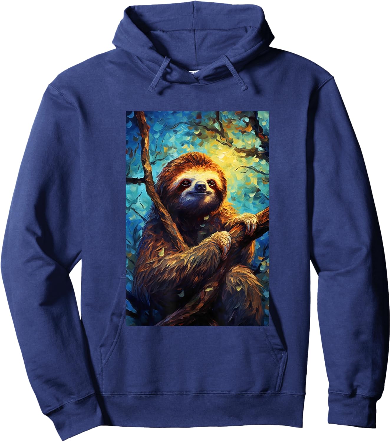 Sloth - Van Gogh Style - Starry Night Hoodie - Hoodie | Navy