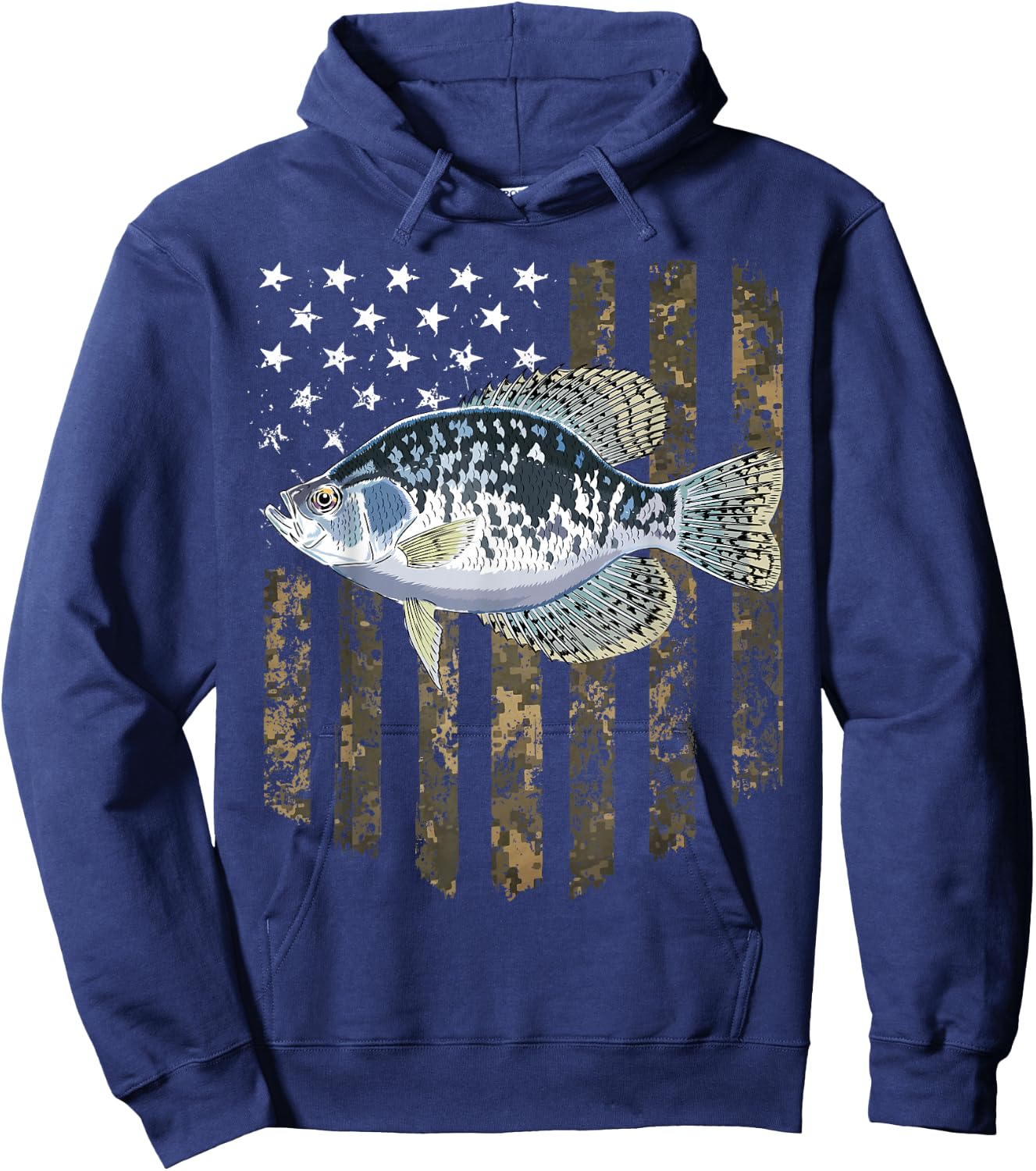 Camo American Flag Crappie Fishing 4th Of July Hoodie - Hoodie | Navy
