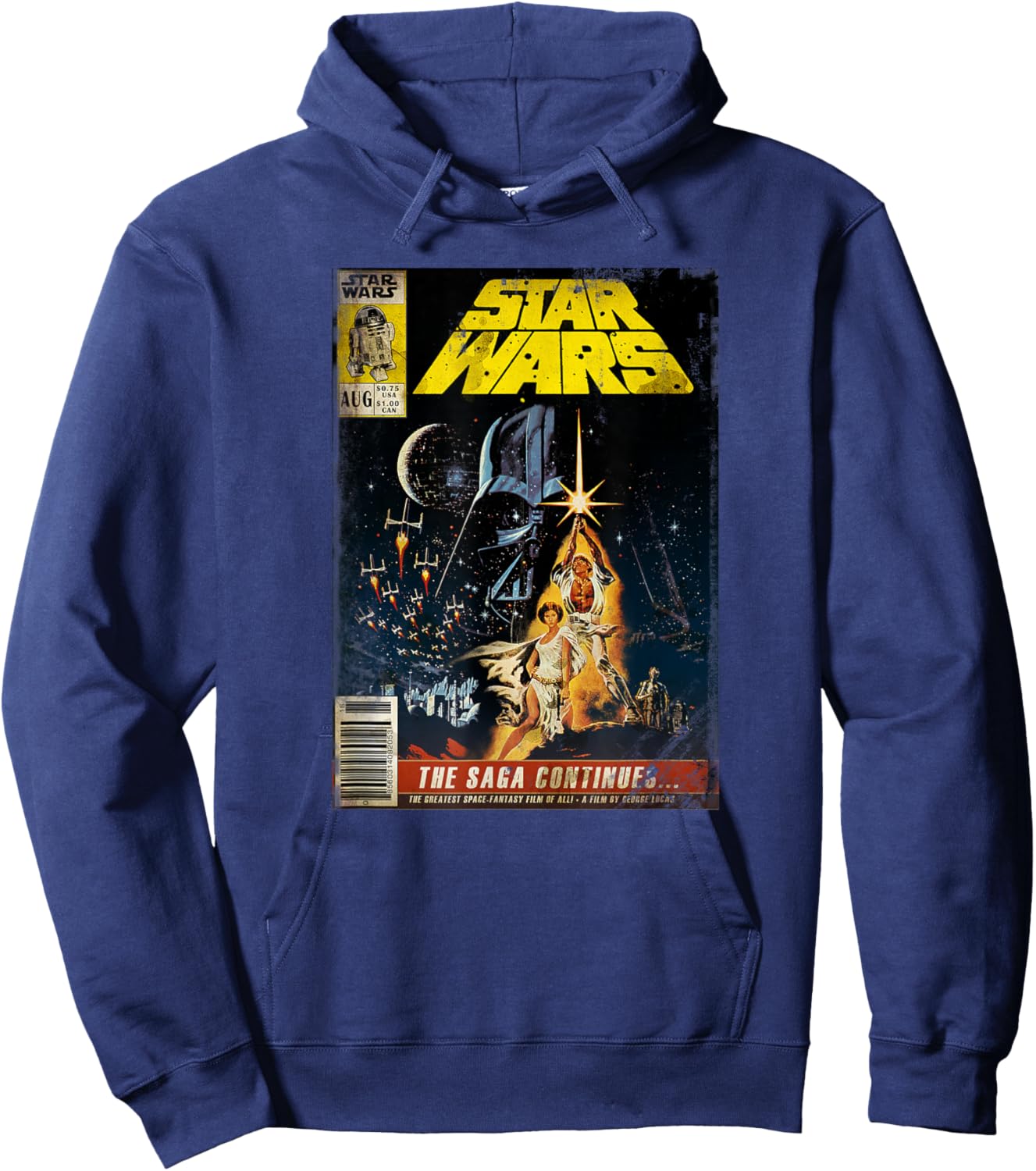 Star Wars Classic A New Hope Vintage Comic Book Distressed Hoodie - Hoodie | Navy