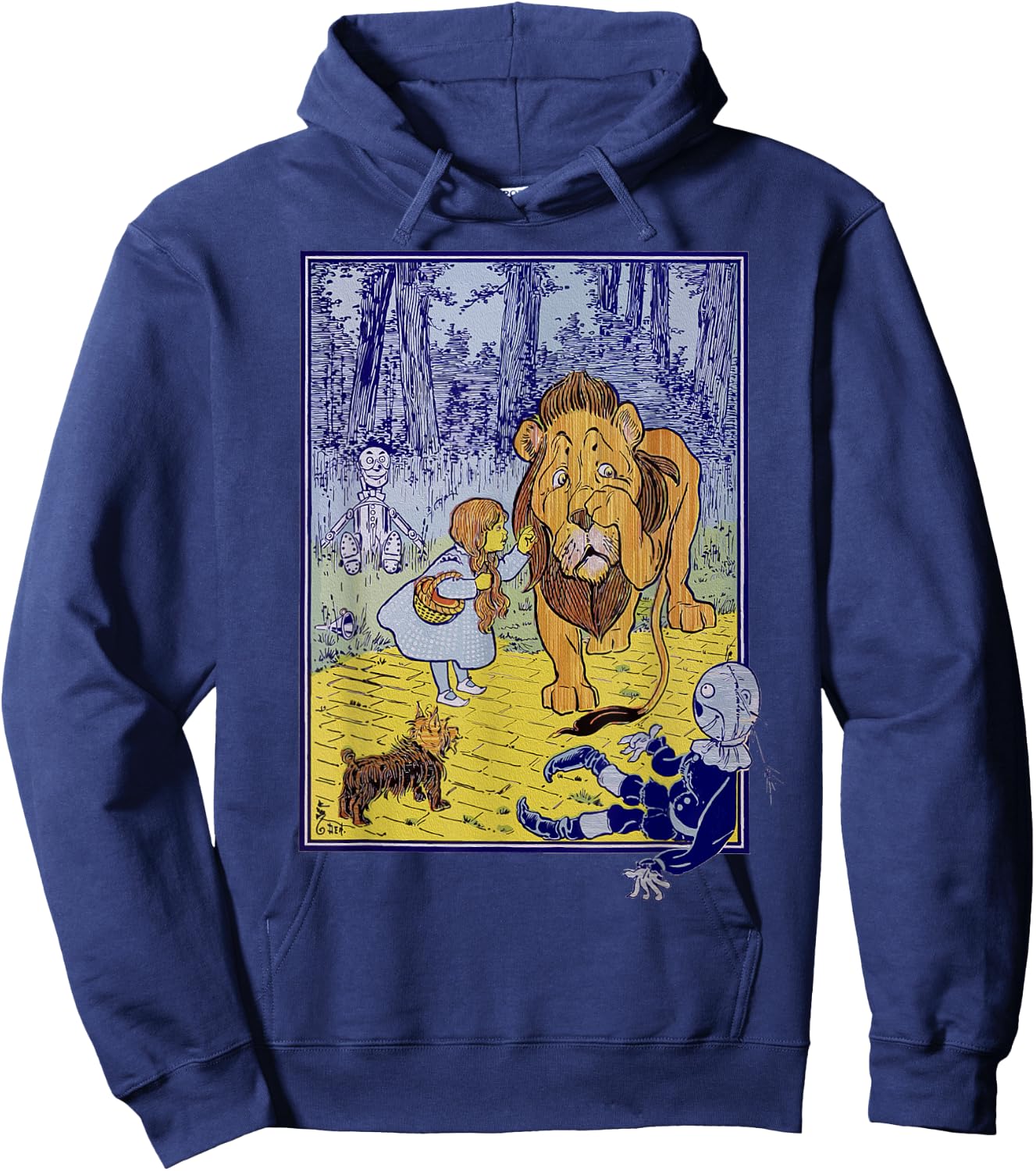Vintage Wizard of Oz Lion Scarecrow Tin Man Dorothy Toto Hoodie - Hoodie | Navy