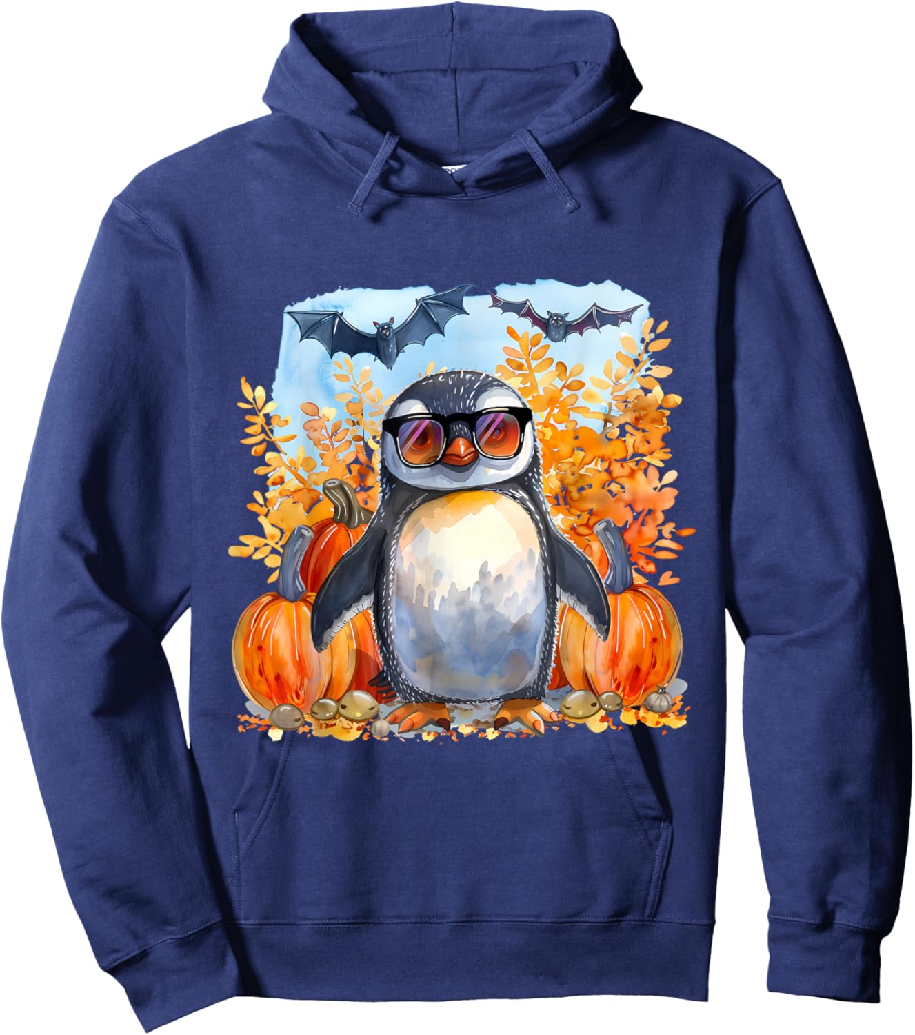 Cute Halloween Costume Penguin Bat Pumpkin Trick Or Treat Hoodie - Hoodie | Navy