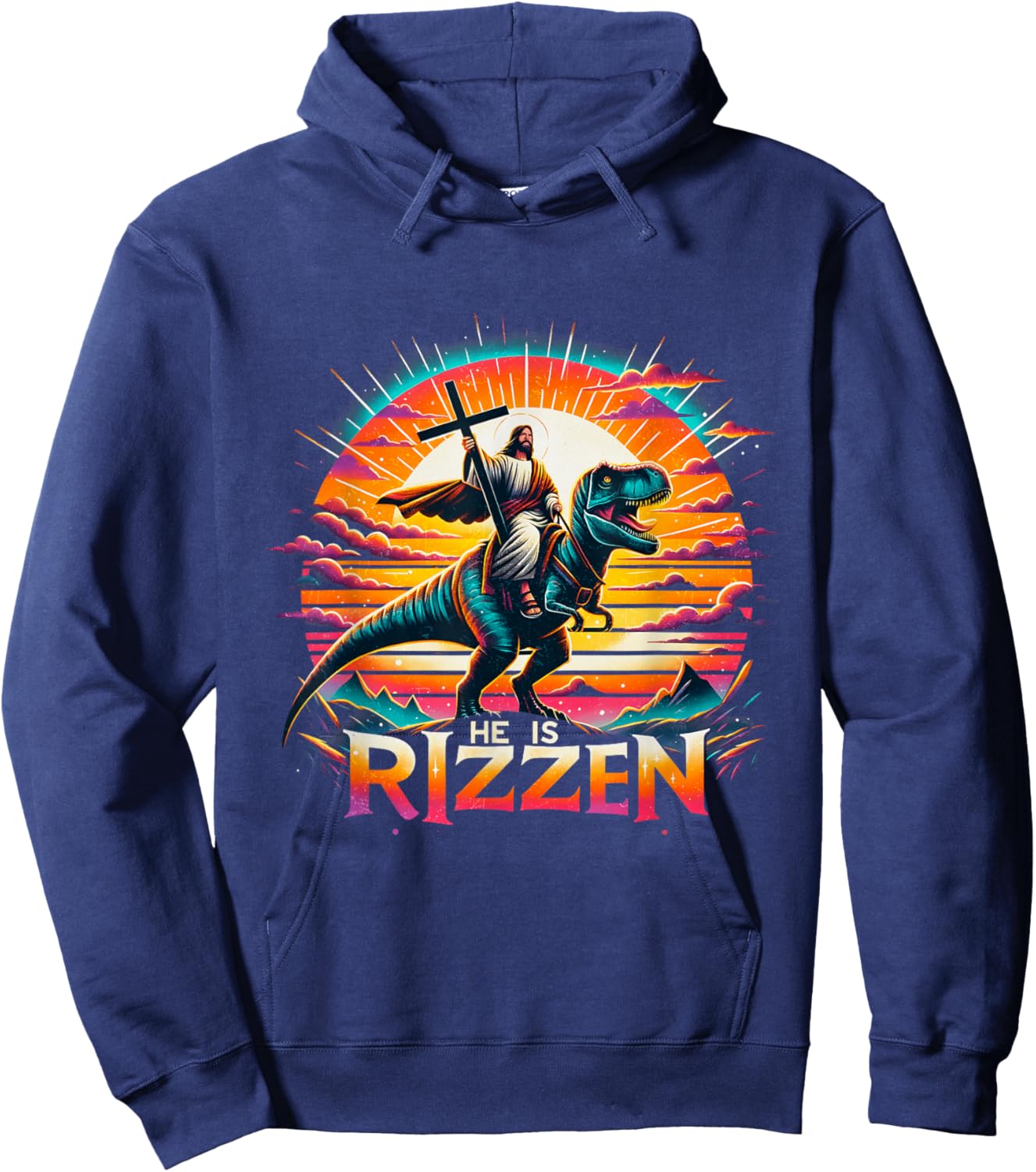 Jesus Has Rizzen He Is Rizzen Christian Jesus Is Rizzen Cool Hoodie - Hoodie | Navy