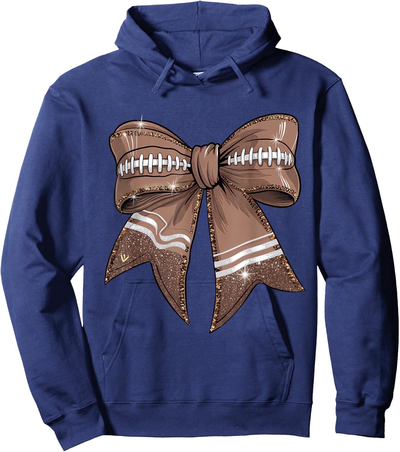 Coquette Bow Pumpkin American Football Thanksgiving Autumn Hoodie - Hoodie | Navy