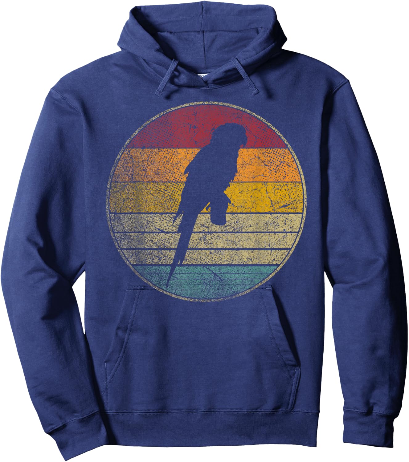 Parrot Bird Vintage Distressed Retro Style Silhouette 70s Hoodie - Hoodie | Navy