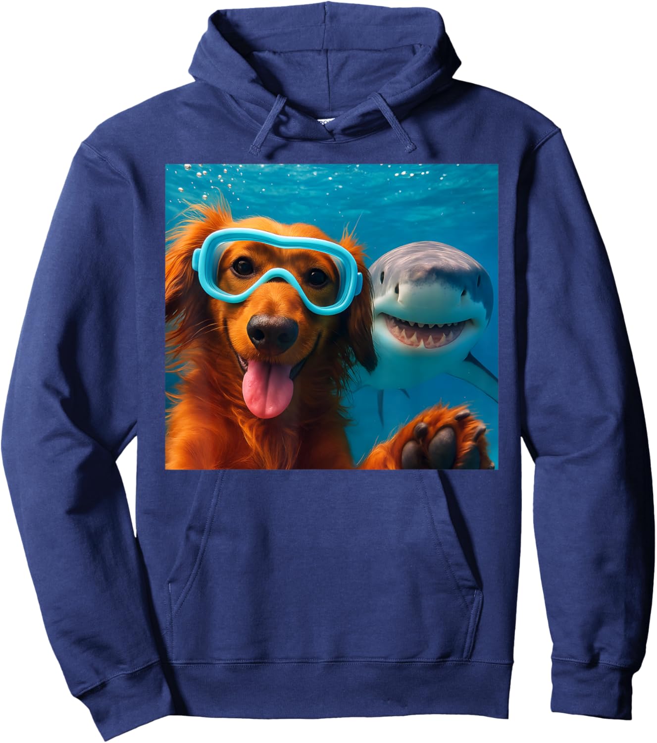 Funny Dachshund Doxie Dog Selfie with Shark Ocean Lovers Hoodie - Hoodie | Navy