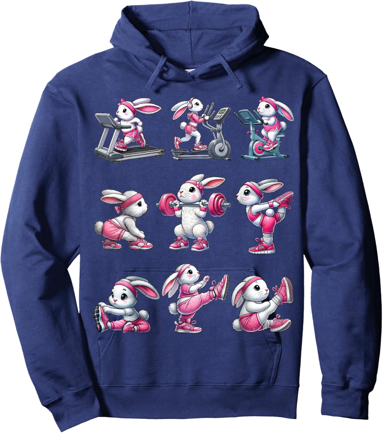 Easter Bunny Fitness Collection Gym Workout Weightlifting Hoodie - Hoodie | Navy