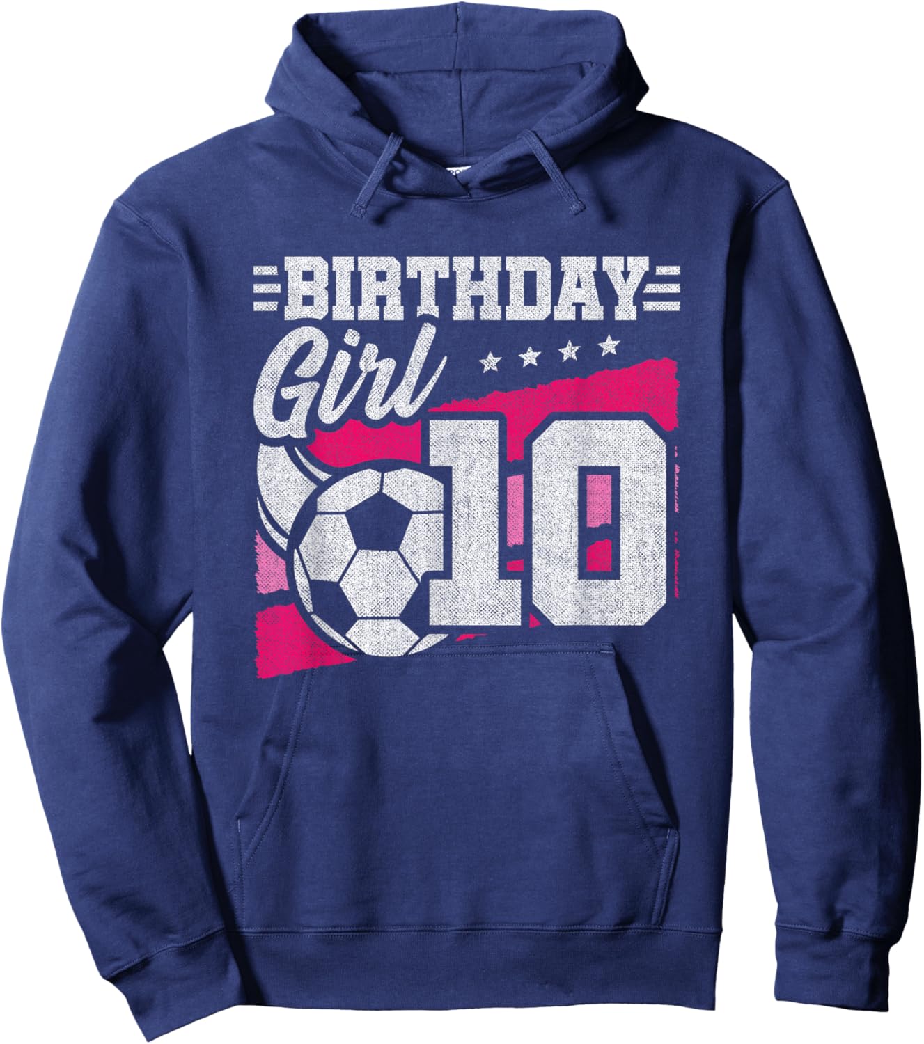 10 Year Old Soccer Birthday - Girls 10th Birthday Soccer Hoodie - Hoodie | Navy
