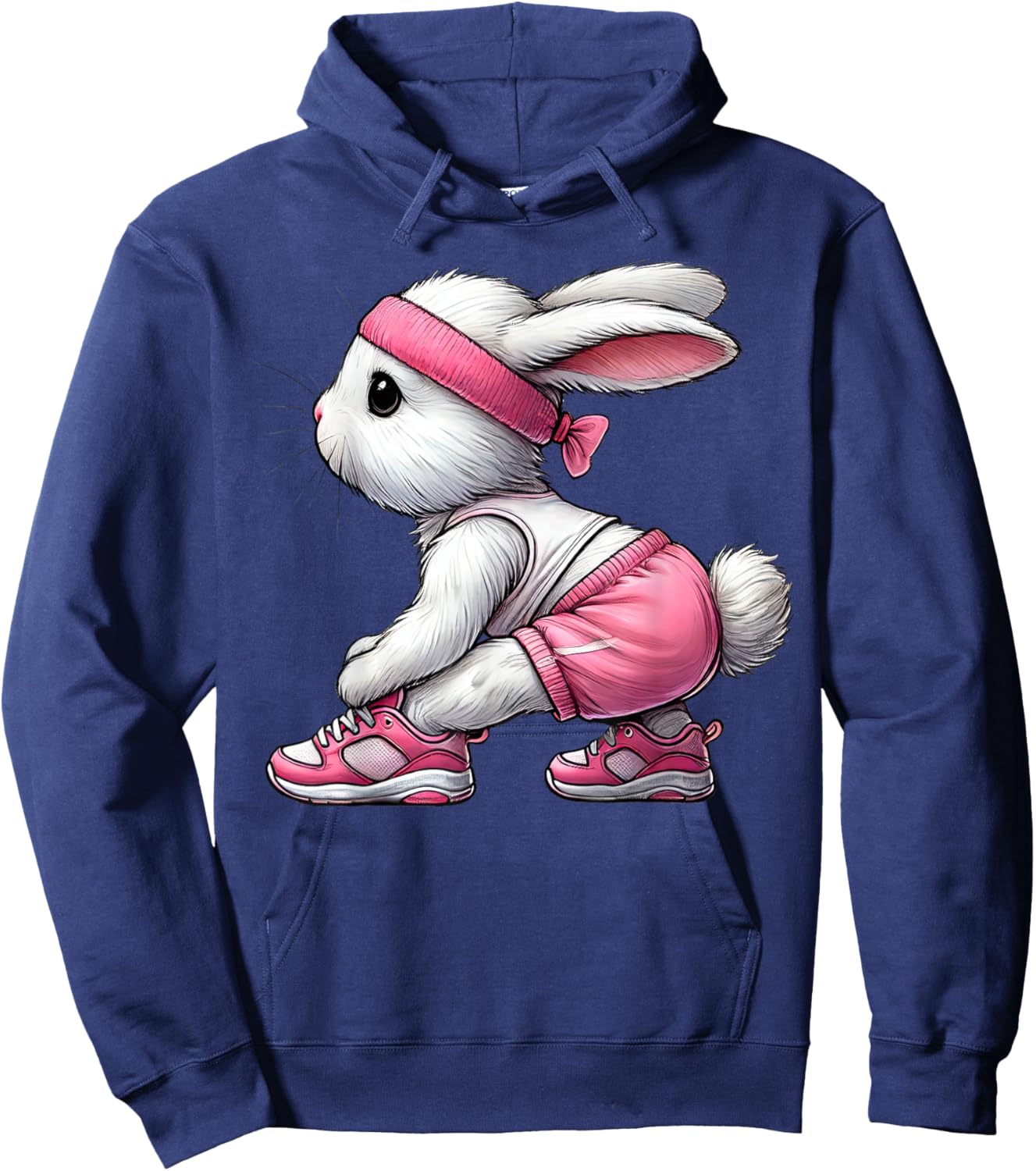 Easter Bunny Exercising Gym Fitness Workout Training Hoodie - Hoodie | Navy