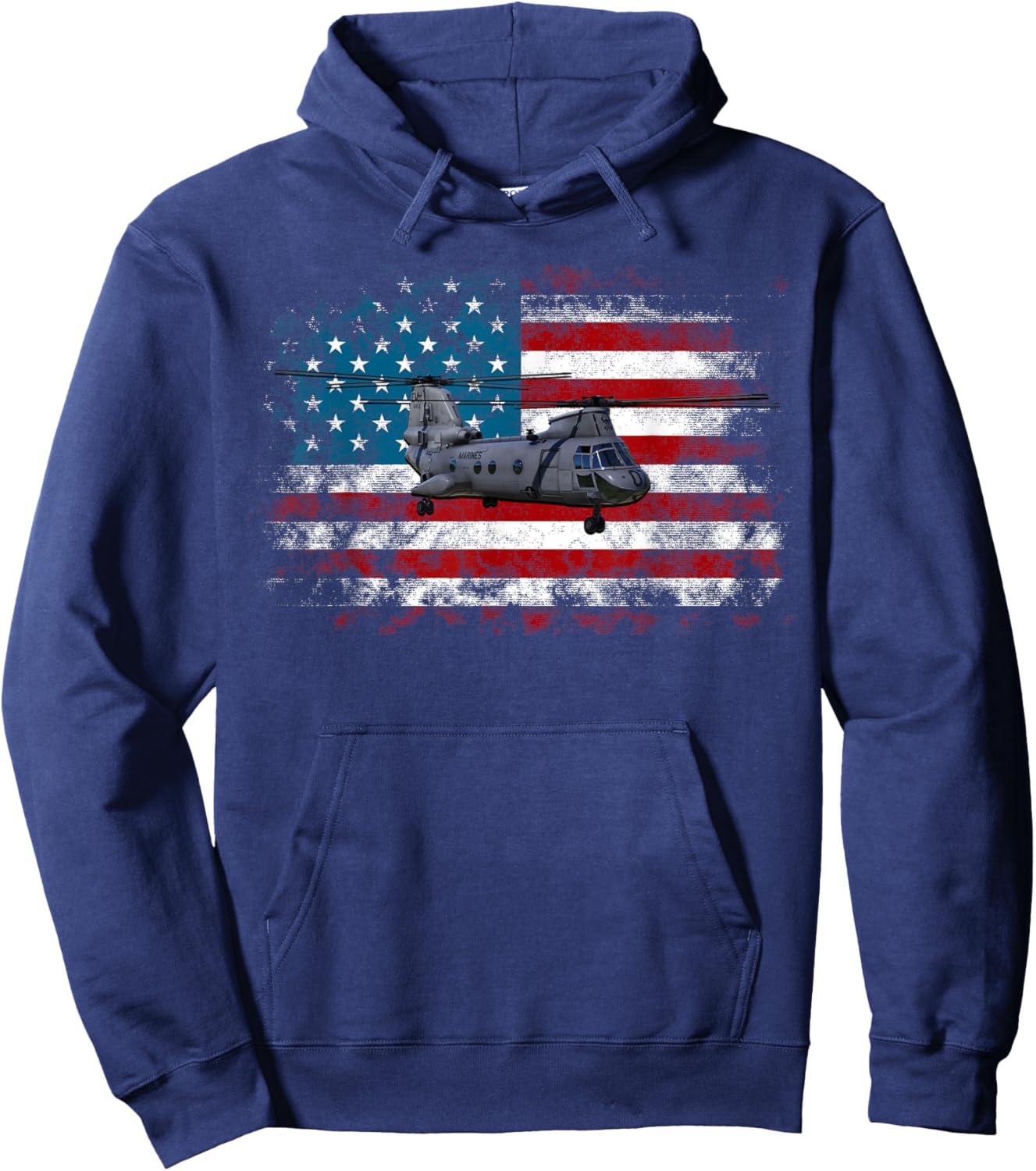 Ch-46 Sea Knight Helicopter Veteran T shirt US Flag Hoodie - Hoodie | Navy