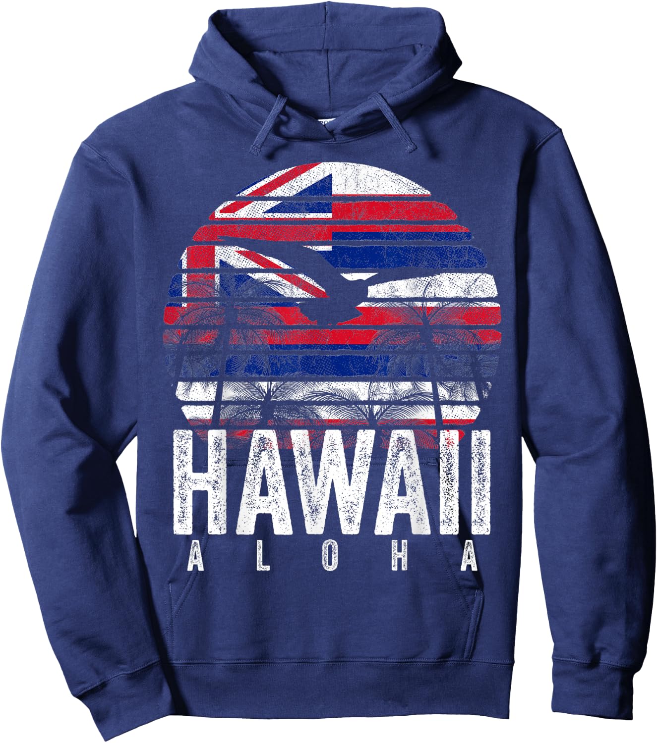 Retro Aloha Hawaii Flag Hawaiian Island Vintage Men Women Hoodie - Hoodie | Navy