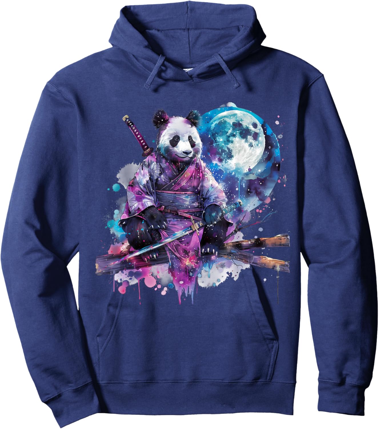 Samurai Panda Bear Japanese Samurai Panda Watercolor Artwork Hoodie - Hoodie | Navy