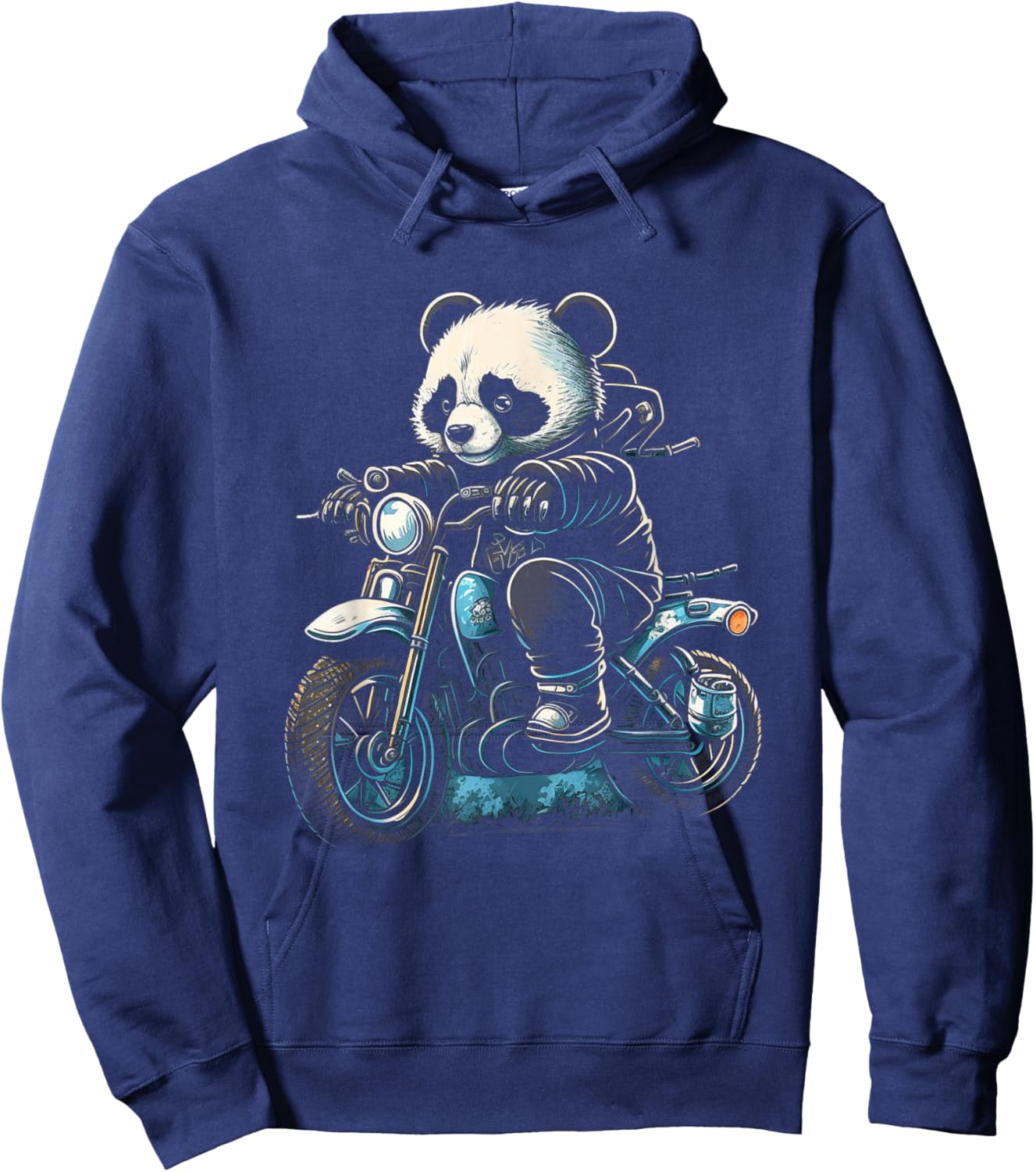 Panda riding motorcycle biker panda bear motorcyclist gift Hoodie - Hoodie | Navy