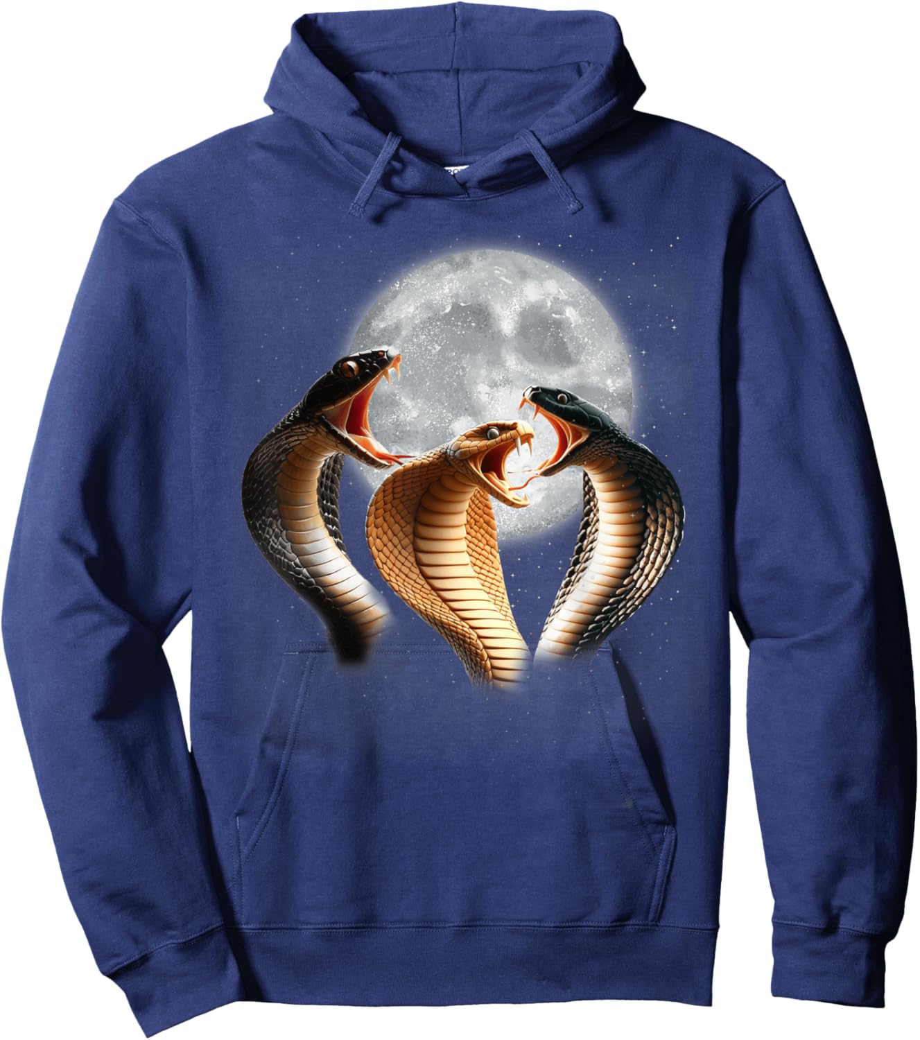 3 King Cobra Snakes Howling At The Moon Funny Venom Snake Hoodie - Hoodie | Navy