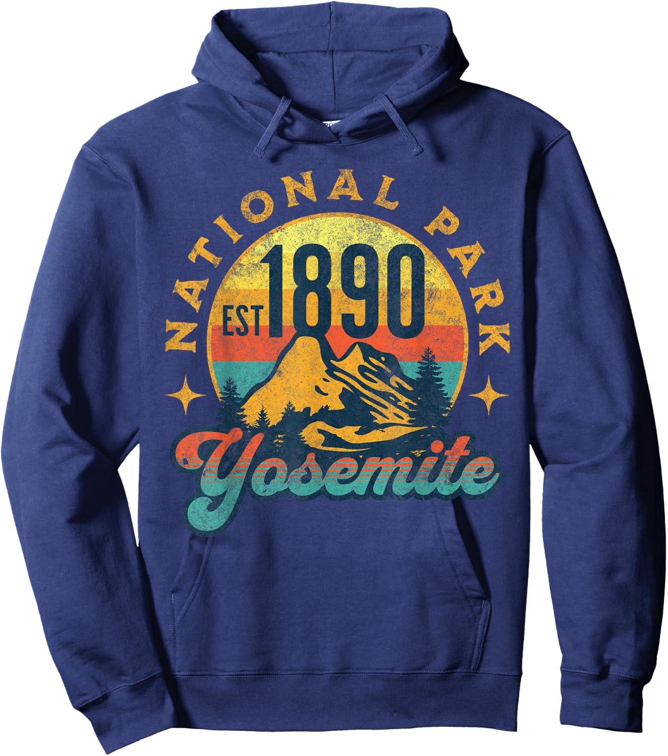 Yosemite California Nature Mountains Hiking Outdoors Vintage Hoodie - Hoodie | Navy