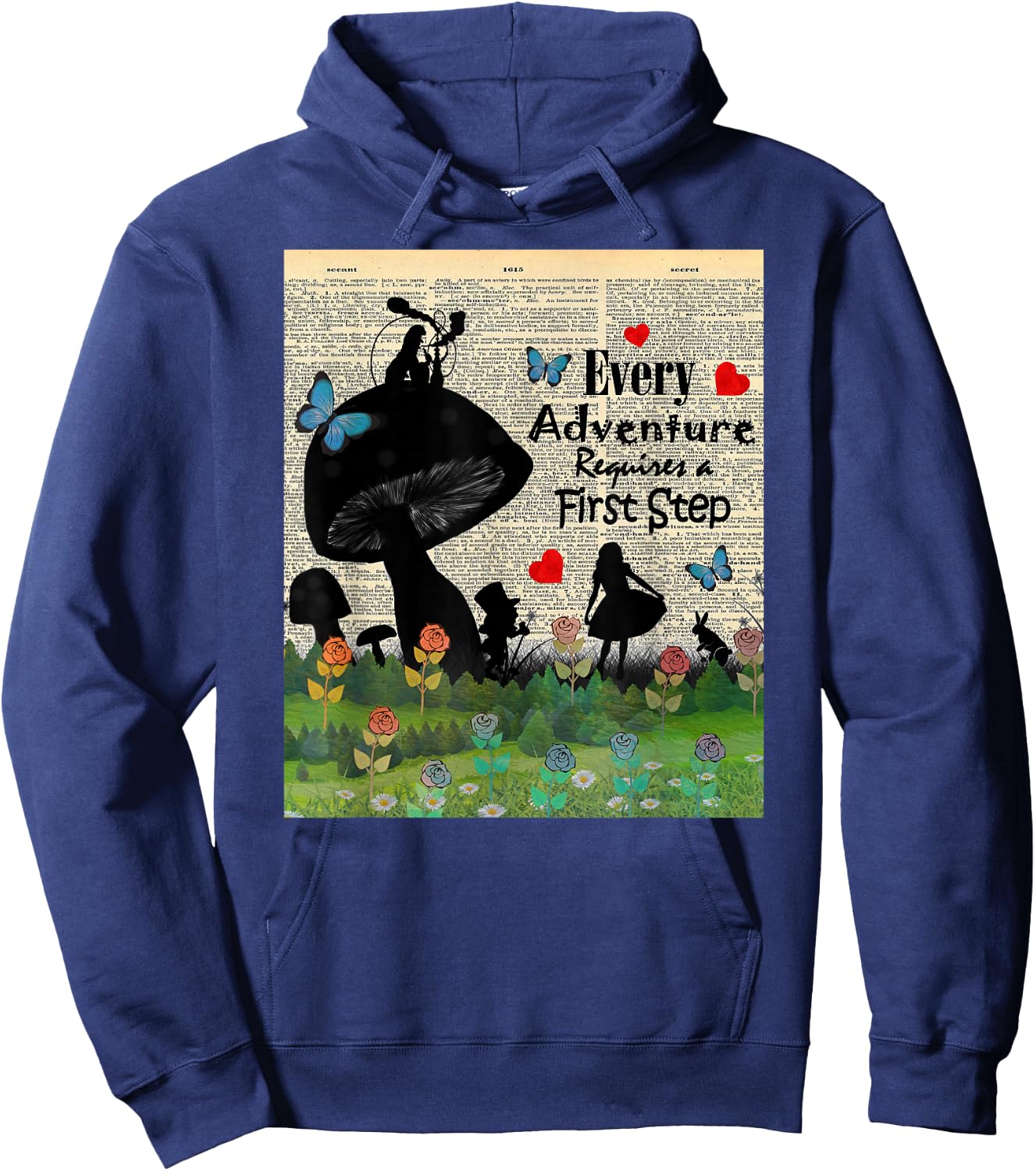 Every Adventure Requires a First Step - Alice In Wonderland Hoodie - Hoodie | Navy