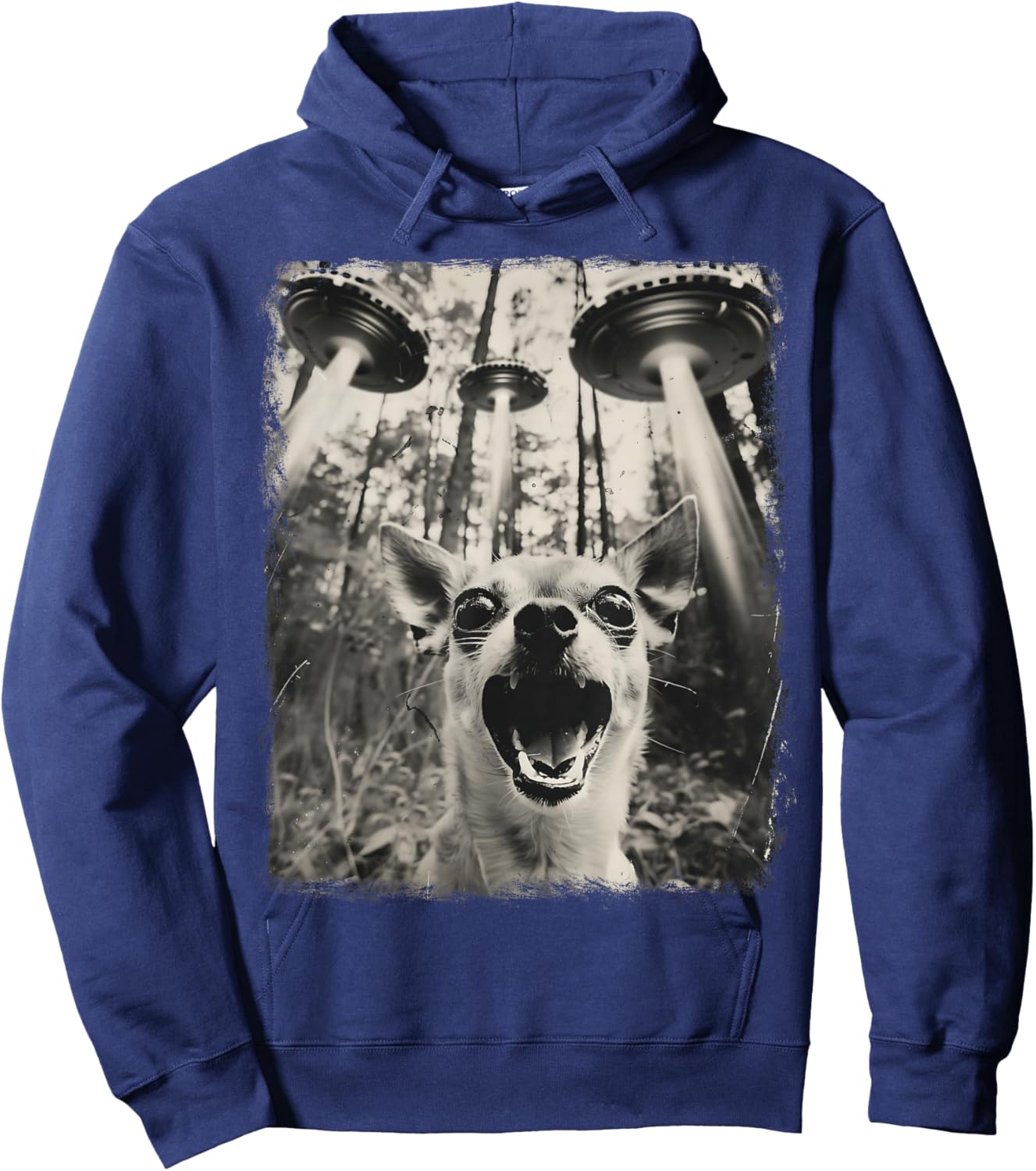 Chihuahua Dog UFO Alien Extraterrestrial Selfie Hoodie - Hoodie | Navy