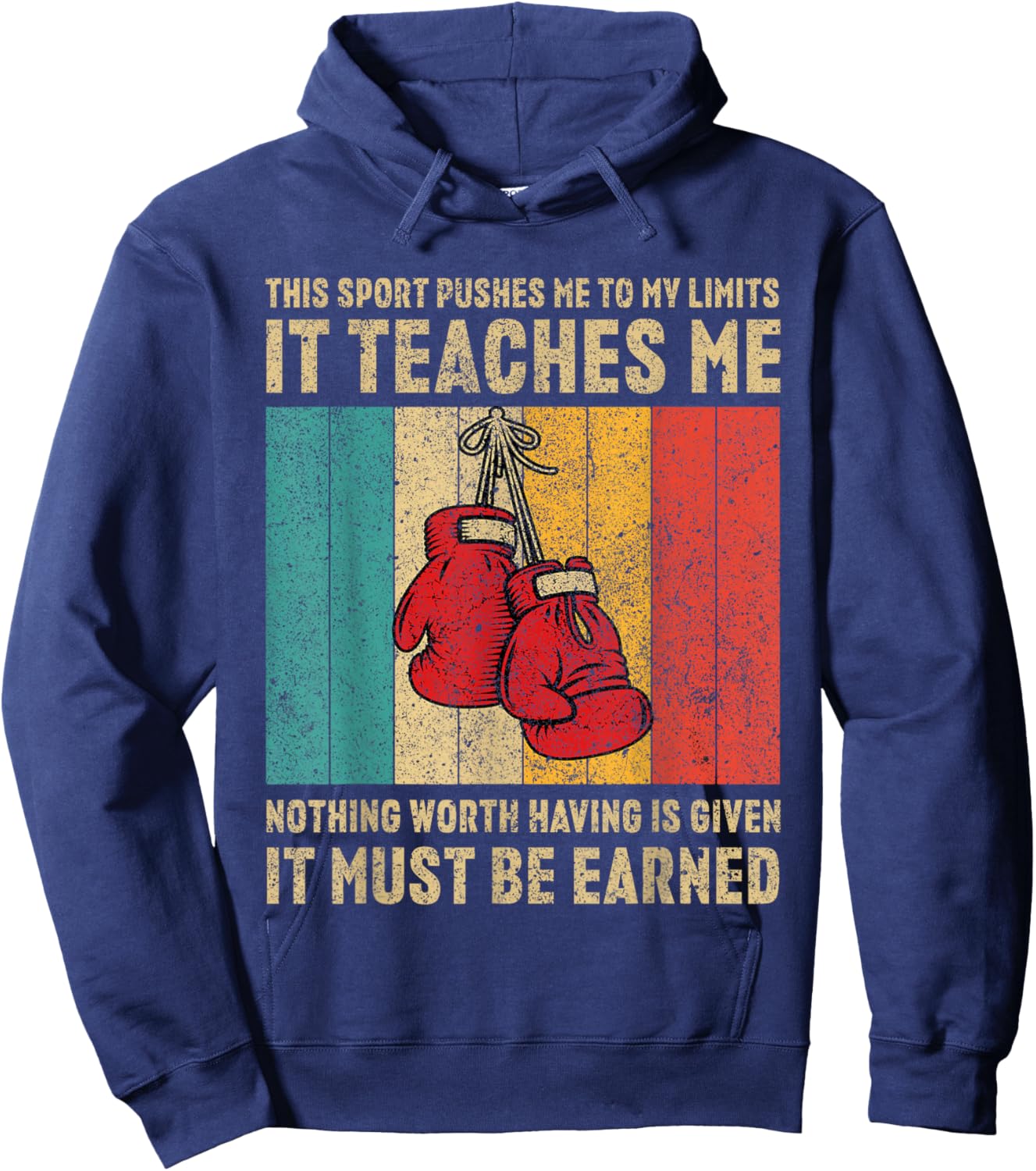 Never Underestimate A Grandpa With Boxing Gloves Boxing Hoodie - Hoodie | Navy