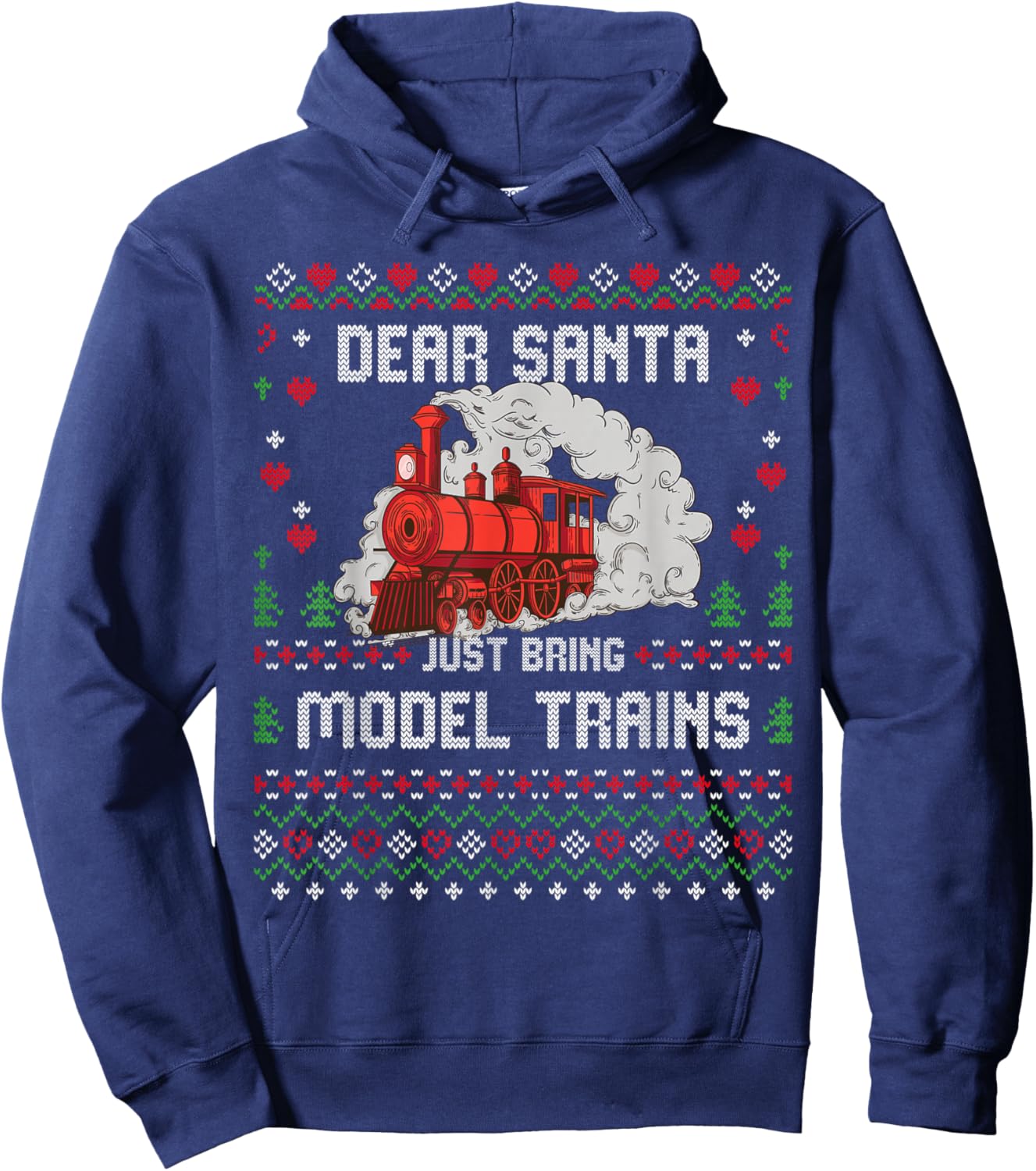 Steam Model Trains Collector Christmas Ugly Xmas Sweater Hoodie - Hoodie | Navy