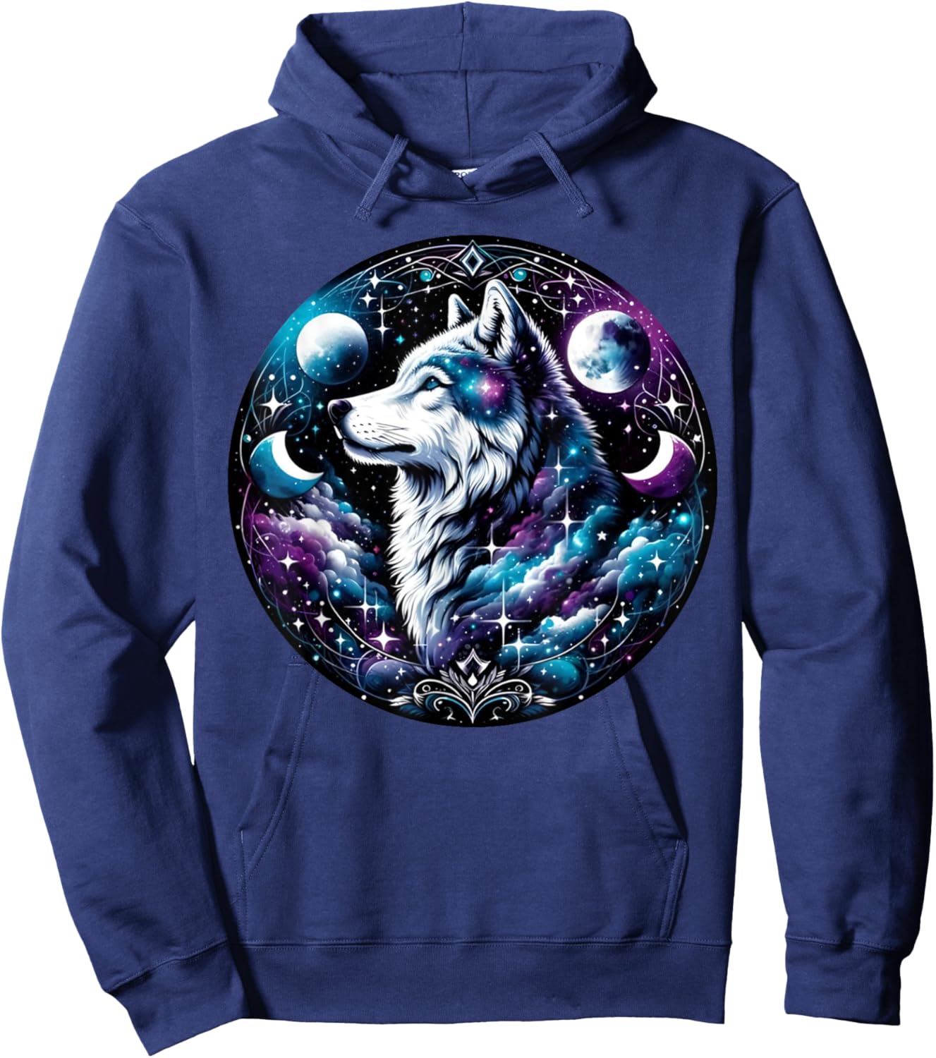 Wolf Celestial Dream Night Howling Moon Funny Wolves Lover Hoodie - Hoodie | Navy