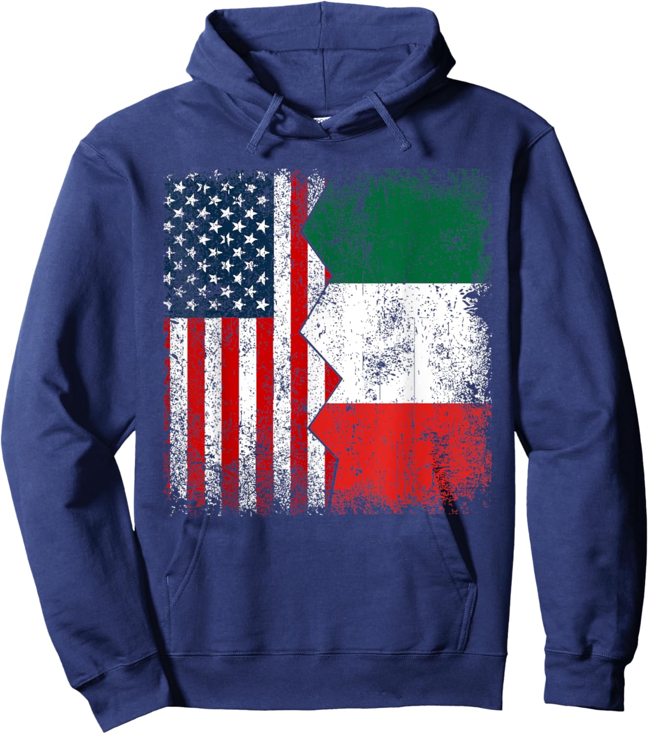 Italian Roots | Half American Flags | America Italy Vintage Hoodie - Hoodie | Navy