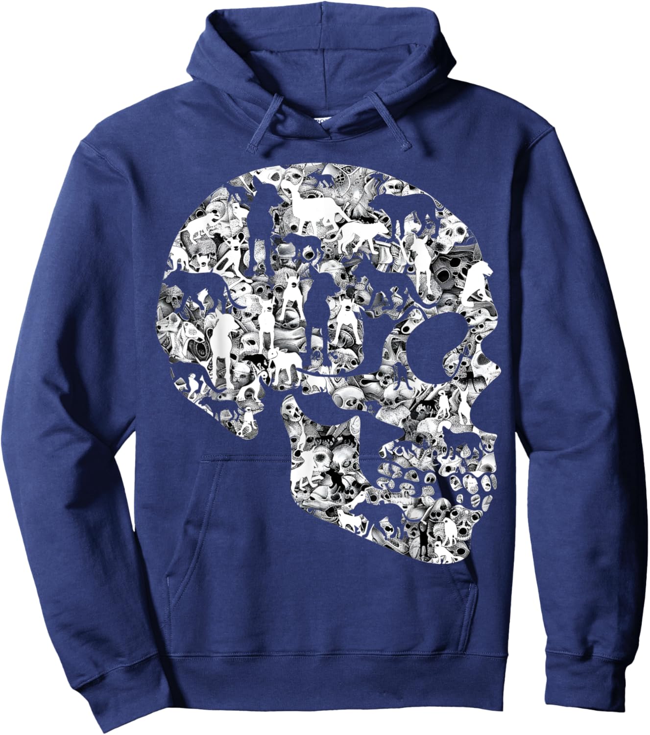 Distinctive dog skull design for those who love nerves , Black, S Hoodie - Hoodie | Navy