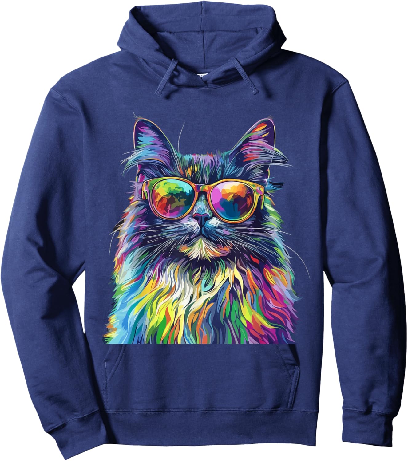 Maine Coon Cat Lover Wearing Pop Art Funny Maine Coon Cat Hoodie - Hoodie | Navy