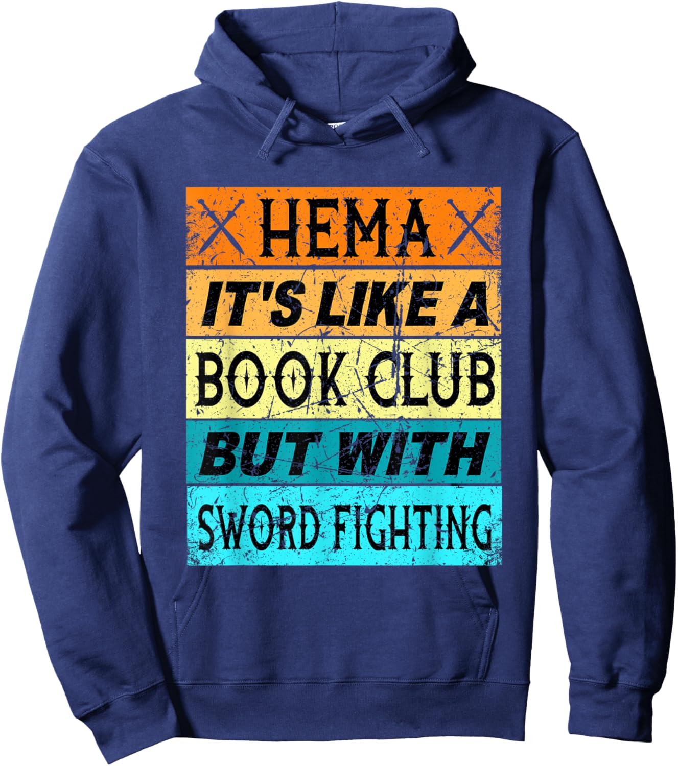 Retro Hema Shirt Sword Fighting Shirt Swordfighting Short Hoodie - Hoodie | Navy