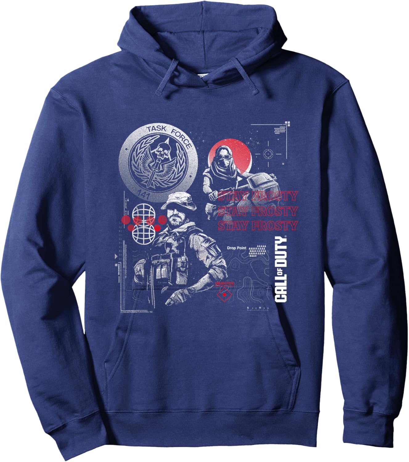 Call of Duty Task Force 141 Stay Frosty Black Men's -Adults Short Sleeve Hoodie - Hoodie | Navy
