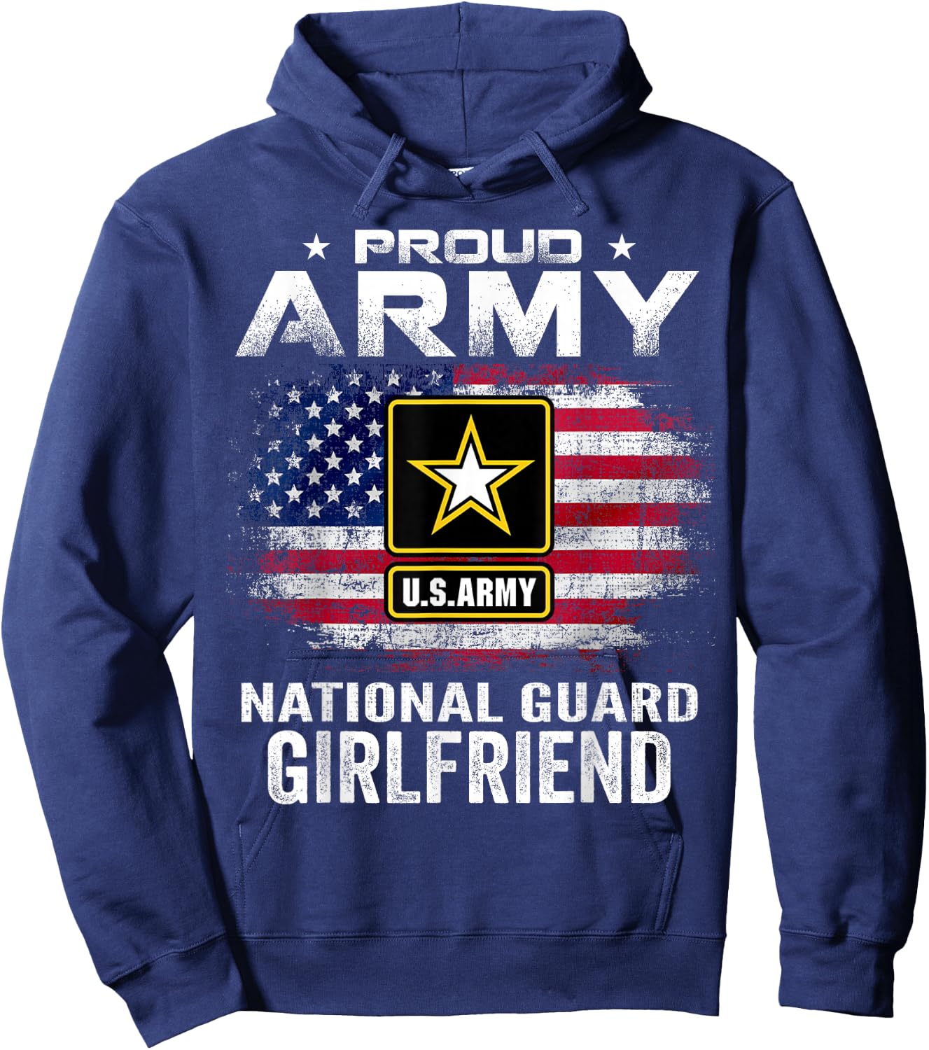 Proud Army National Guard Girlfriend With American Flag Gift Hoodie - Hoodie | Navy