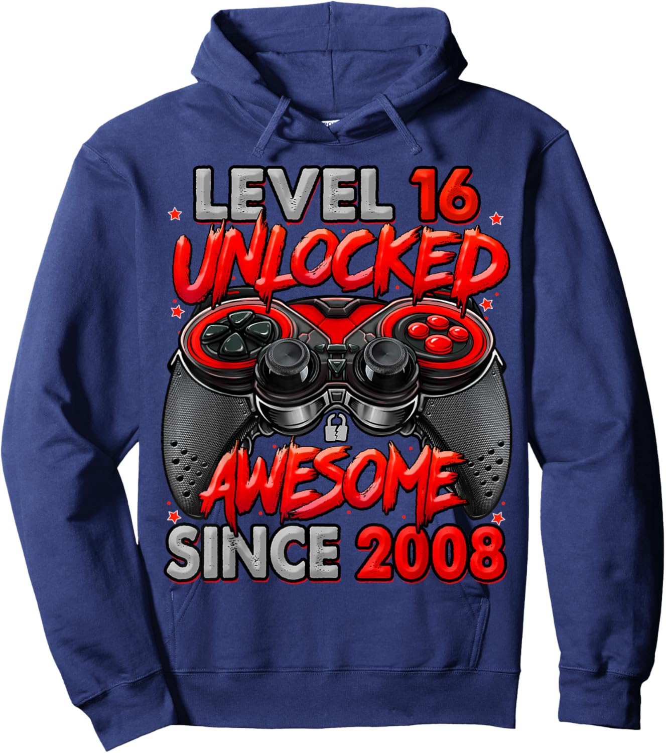 Level 16 Unlocked Awesome Since 2008 Gaming 16th Birthday Hoodie - Hoodie | Navy